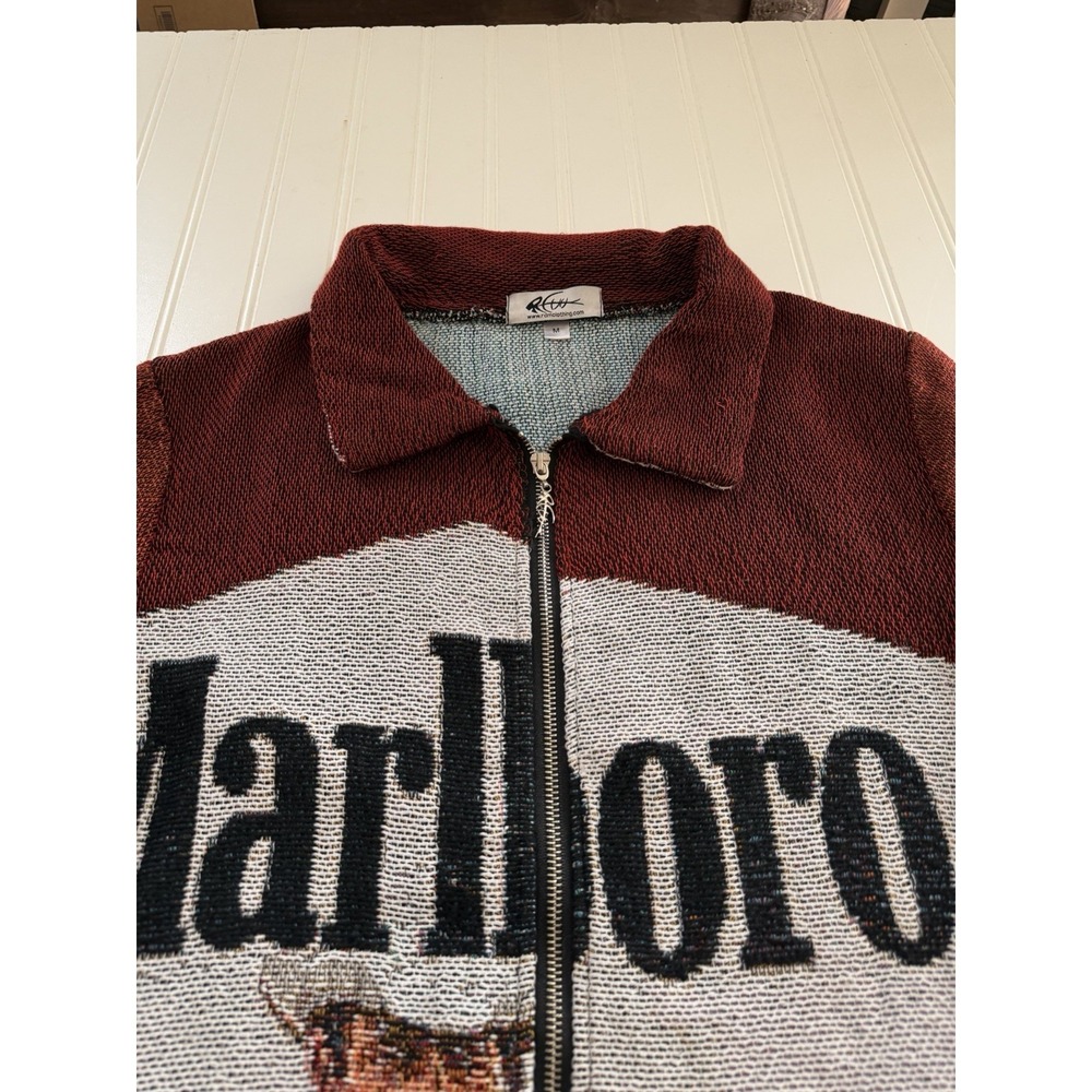RDM Clothing Marlboro Tapestry Jacket Mens M Cowboy Rodeo Woven Full Zip - Picture 2 of 10